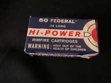 VINTAGE FEDERAL HI-POWER .22 LONG COPPER PLATED SHELL BOX ***EMPTY***