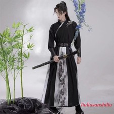 Weijin Hanfu Set Printed Men Chinese Style Swordsman Traditional Ancient Costume