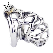Stainless Steel Cage Long Lock Male Chastity Belt Device Metal