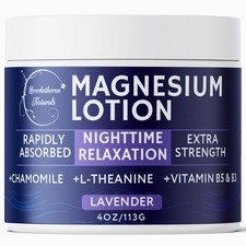 Brookethorne Naturals Nighttime Magnesium Lotion for Sleep Lavender...
