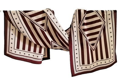 55''X14''Brown Star line Print Pure Mulberry Crepe Silk Long Scarf 140cmX35cm4-24