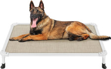 Chew Proof Elevated Dog Bed - Cooling Raised Pet Cot - Silver Aluminum Frame and