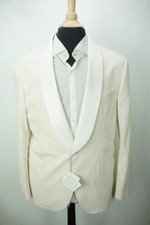 Brunello Cucinelli Ivory Corduroy Cutton Shawl Lapel Tuxedo Jacket Sz 42 NEW