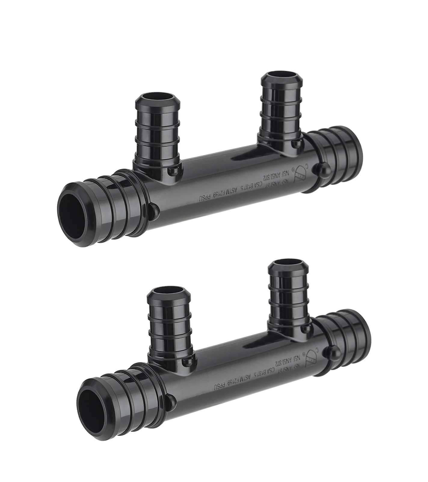 Poly PPSU PEX Barb Crimp Open Manifold 2 Ports 3 4 x Half In 2 Pack Box Set