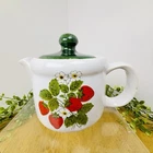 Vintage Nelson McCoy Pottery Strawberry Country  Single Serve Teapot #7120