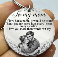 TO MY Mom Mom Heart Heart Lesson Stainless Keychain Reminder Family Kiss Hug Art