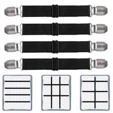 Adjustable Bed Sheet Clips, Sheet Fasteners Holder Straps and Suspender, Grip...