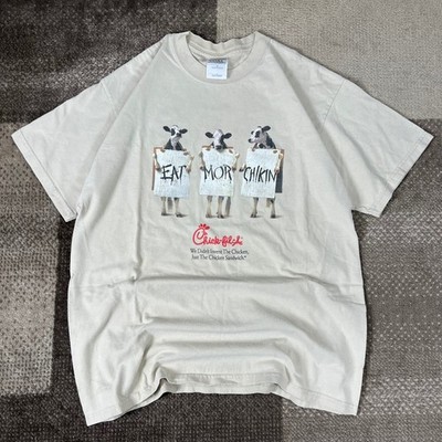 Vintage Y2K Chik Fil A Promo T Shirt Eat More Chicken Mens Size Large Tan