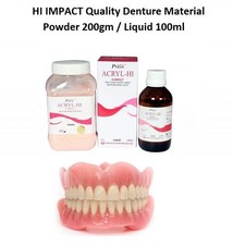 Dental ACRÍLICO HI IMPACT Calor Curación Dental Dental Dental Dental Material Base Polvo 200gm Líquido 100ml