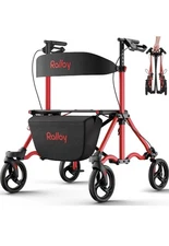 Rollator Walkers for Seniors with Seat, Aluminum Ultra-Compact Travel Rolling