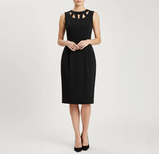 Eliza J Dress Womens 14 Black Sleeveless Cutout Neck Sheath Party Lined Zip