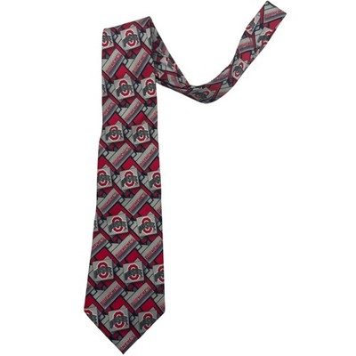 Ohio State Buckeyes Eagle Neckwear Silk Tie Red Gray Geometric NCAA