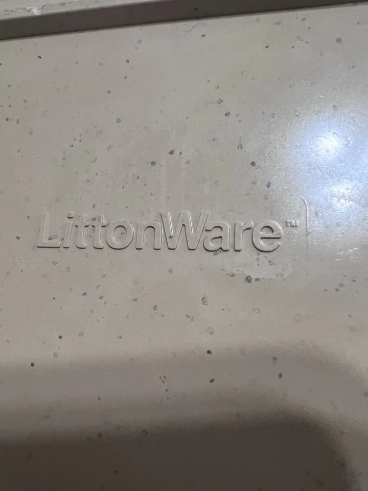 Bandeja de goteo vintage para microondas LittonWare tocino con tapa beige moteado años 80 Foto 4 de 4