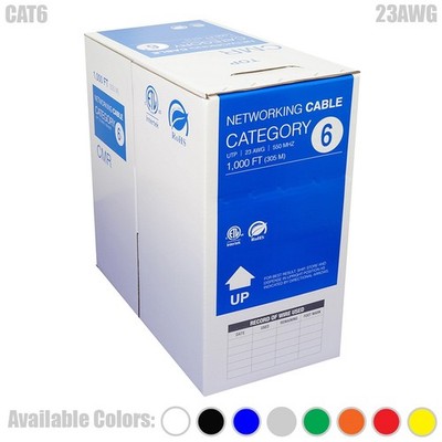 1000FT CAT6 Network LAN Ethernet UTP Bulk Cable Solid Copper Wire 23AWG Riser