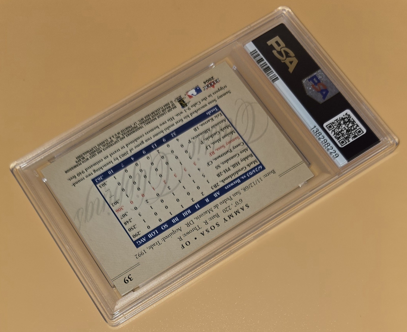 Sammy Sosa PSA 10 Low Pop 2004 Fleer Baseball Classic Clippings Chicago Cubs view 14