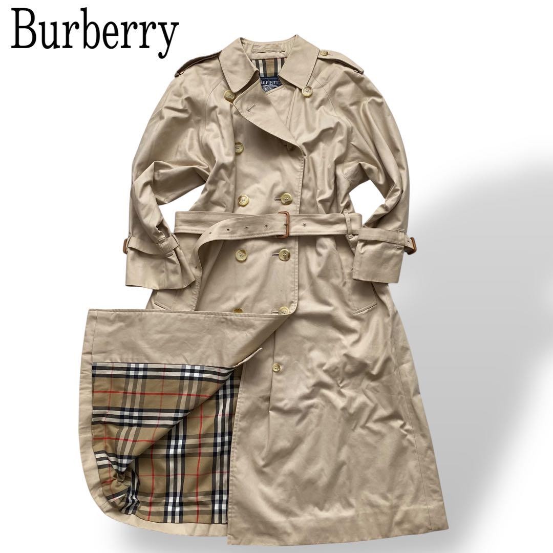 Rare Beige Nova Check Trench Coat with Belt Long Style
