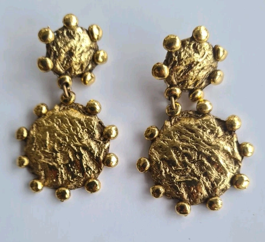 Paire De Boucles D'oreilles Pendantes Clips En Acier Vintage - Créateur