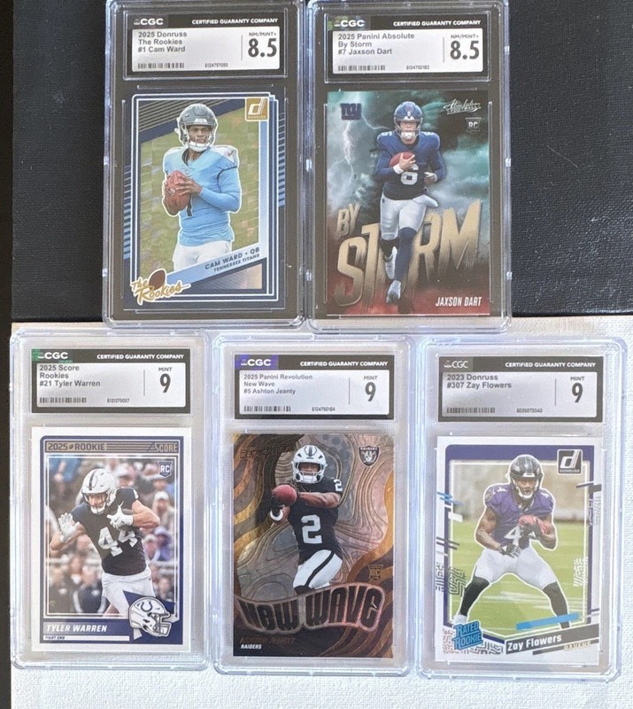 Panini Graded NFL Rookie Card Lot (5) Cam Ward Dart Jeanty Flowers Warren