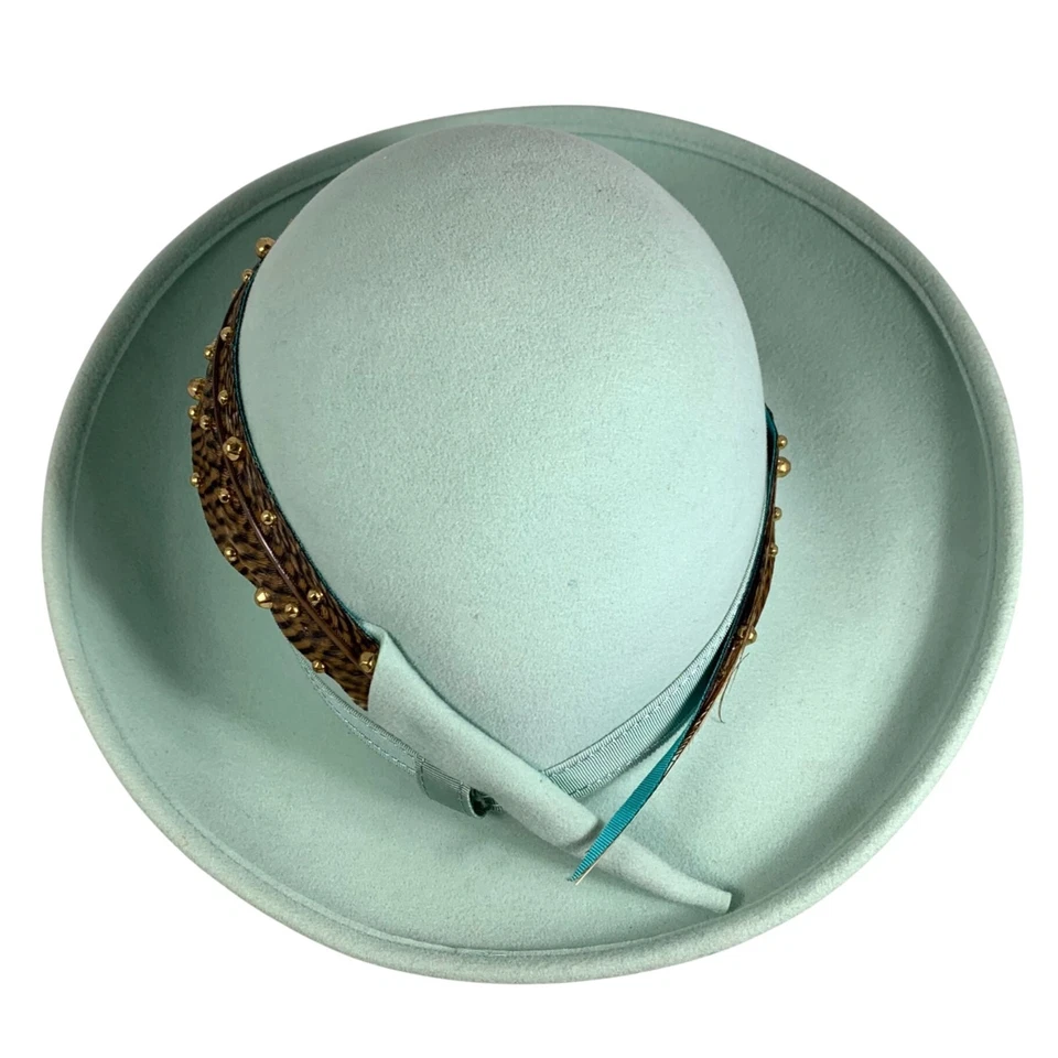 Bollman 'Excello' Lana Pura Mujer Bretón Sombrero Pluma Banda Espuma Verde Mr John Foto 2 de 4
