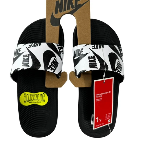Sandali Nike Kids Kawa Slide 1Y Nero Imbottiti Leggeri Solar Soft Flex Nuovi