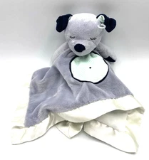Douglas Baby Gray Blue Puppy Lovey Satin Trim 14”x14” 2016