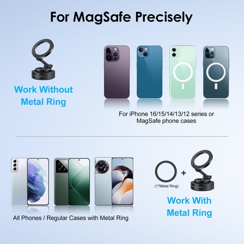 360° Adjustable Magnetic Vacuum Suction Cup Car Phone Holder Mount for MagSafe - Picture 2 of 7