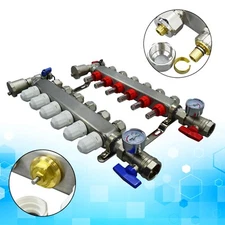 6-Branch PEX Floor Heating Manifold 304 Stainless Steel 1-95℃ 1.5MPa