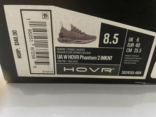 ZAPATILLAS DE PUNTO para mujer UNDER ARMOUR HOVR PHANTOM 2 talla 8,5 antiguas rosa NUEVAS - Imagen 6 de 8