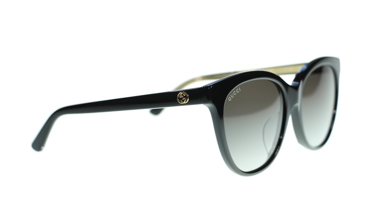 Gucci Women Oval Sunglasses GG0081SK 001 Black/Grey Gradient Lens