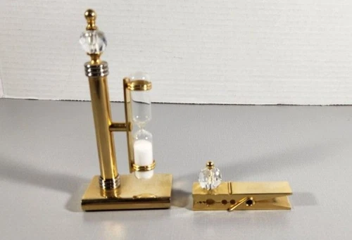 Premium Bright Brass Sand Timer 3 Minute White Sand Hour Glass Collectible Gift 