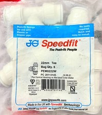 John Guest Speedfit Compression Plumbing  Fitting 15mm 22mm Straight Tee Elbow