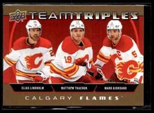 2021-22 Upper Deck Team Triples Gold Elias Lindholm / Matthew Tkachuk / Mark