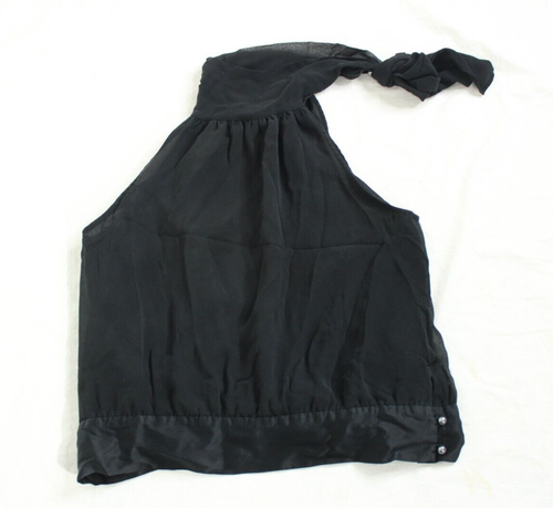 New Banana Republic Tie-Neck Blouse Top Shirt Black Sz XS - 第 1/8 張圖片