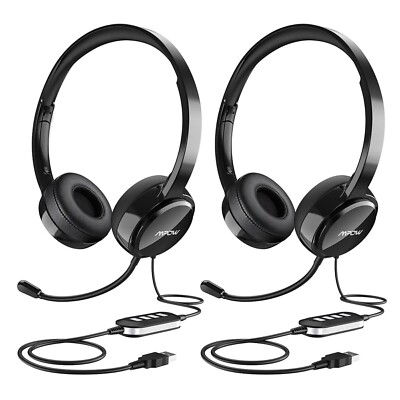 2er-Pack Mpow USB Headset/3,5 mm Computer Headset Kopfhörer mit Mikrofon