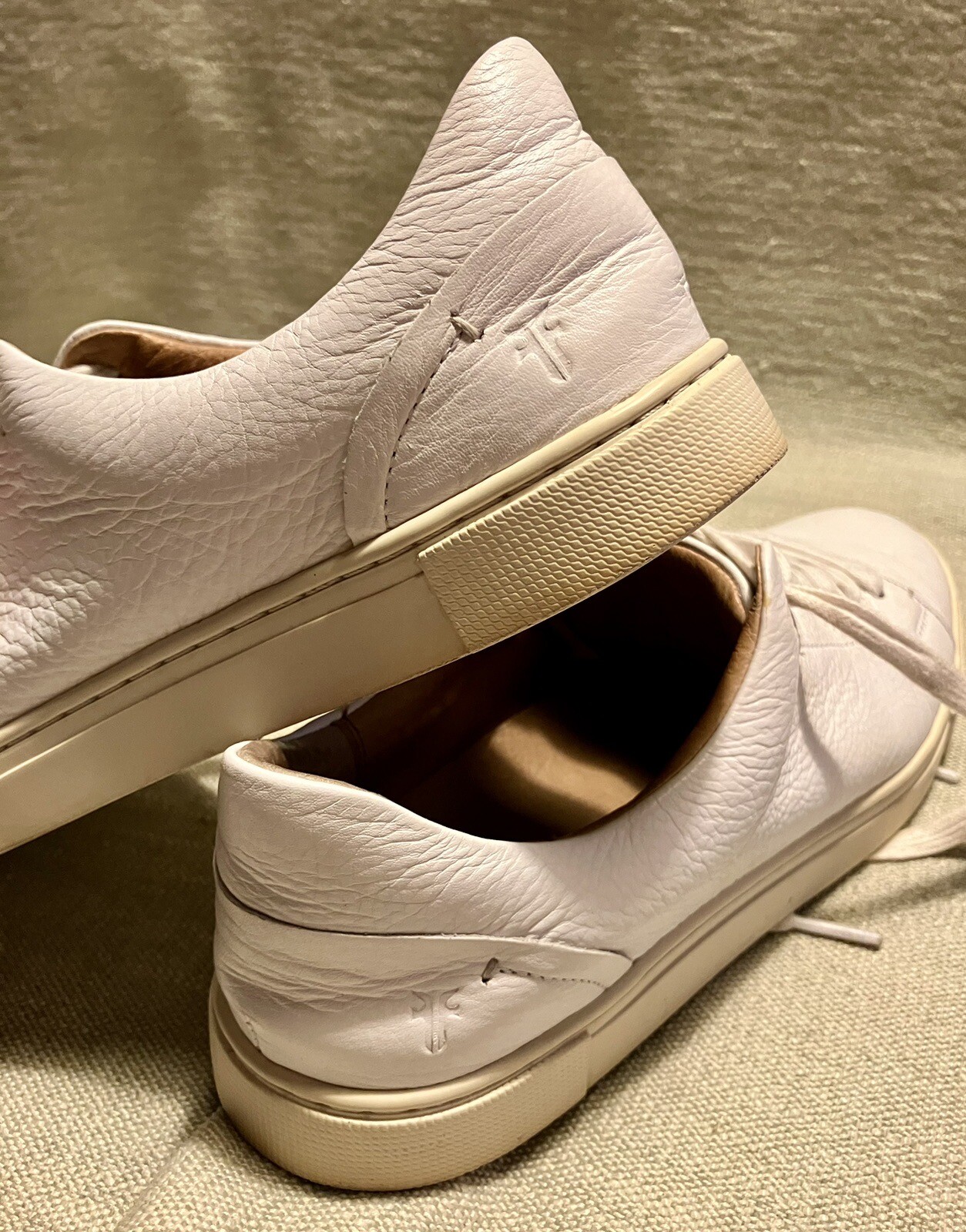 FRYE Womens Beige Padded Metallic Ivy Round Toe Platform Leather Sneakers Shoes