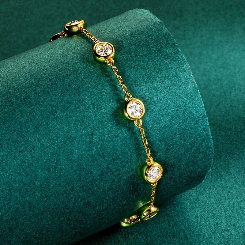 1ct Tennis Bracelet Yellow Gold Diamond Test Pass Lab-Created VVS1/D/Excellent - Image 3 of 4