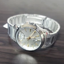 Casio Analog Silver Metal Band White Men MTP-1370D-7A2VDF Watch Original New