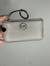 Women's Michael Kors Fulton Leather Key Pouch Pebble Gray ￼