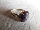 VINTAGE STERLING SILVER & PURPLE CRYSTAL STONE RING SIZE 7.25 - 3.4g