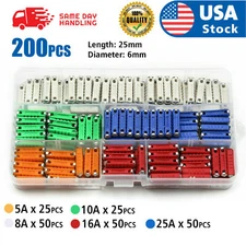 200x Continental Car Fuses Torpedo Type For Vintage Classic Cars Old Style Set