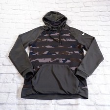 Nike Gray Camo Camouflage Pocketed Hoodie Hooded Sweatshirt Mens M Medium