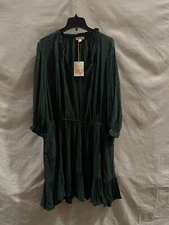 Women's Plus Size Long Sleeve Folkloric A-line Dress - Knox Rose Green 2X