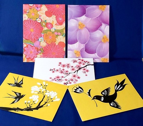 Set Of 5 Floral Themed Greeting Cards ~ All Occasion ~ Blank Inside