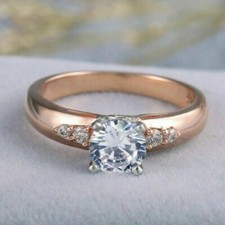 14K Rose Gold Over 2.15CT Lab-Created Round Cut Diamond Engagement Wedding Ring