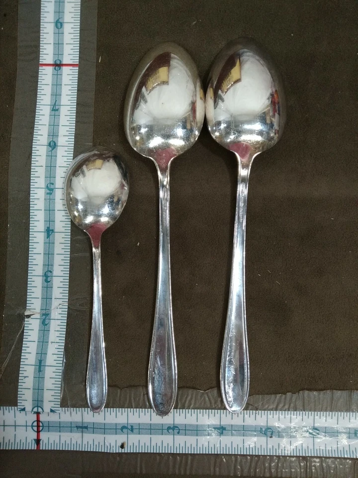 1940 ALVIN Fashion Lane cubiertos plateados 3 cucharas condimento para servir Foto 2 de 4