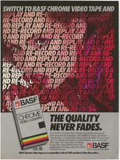 Vintage Print Ad BASF Chrome VHS Video Cassette - Switch To BASF - Jul 1983