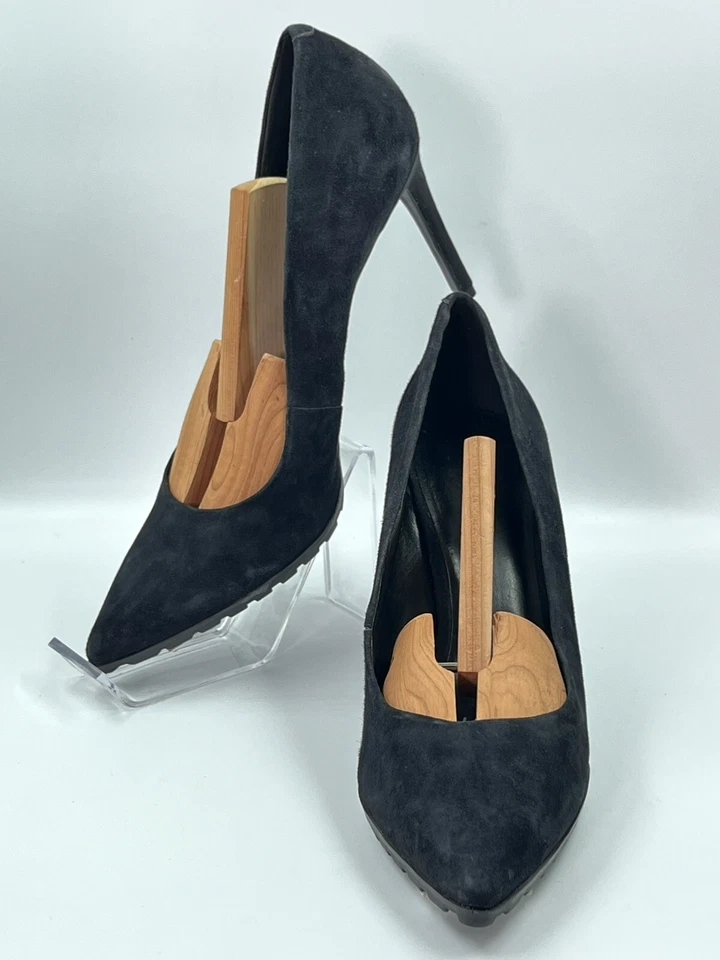 Tacones de aguja de gamuza negros Nine West talla 11M para mujer con banda de rodadura antideslizante ¡NUEVOS CON CAJA! Foto 2 de 4