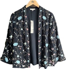 East Jacket S 10 12 Ink Blue Floral Embroidered Bolero Occasion New With Tags