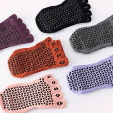 6Pack Women Yoga Crew Five Finger Toe Calf Pilates Grip Non Slip Sport Socks 5-9