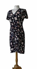 Chanel Boutique Dress 10 Silk Floral V Neck Midi Short Sleeve Luxury Designer